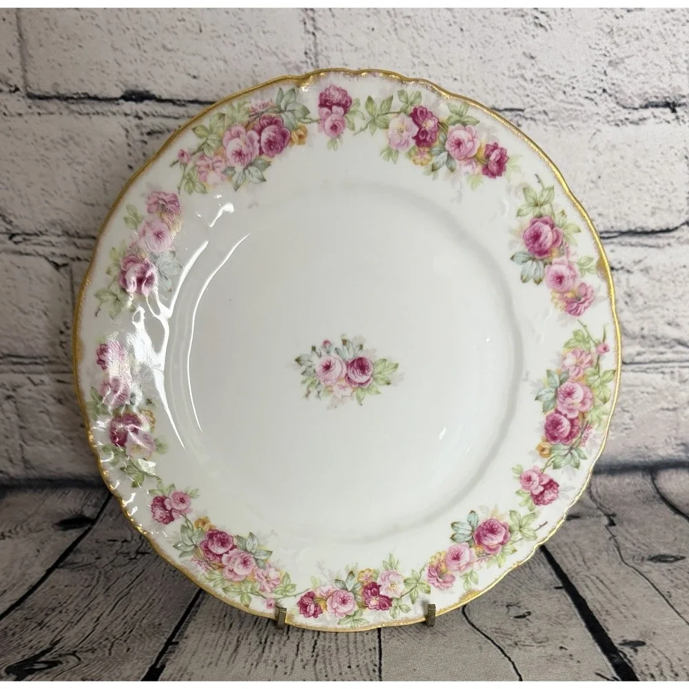 Rare Haviland Limoges France Elite Rose Gold Trim Scalloped 8.5